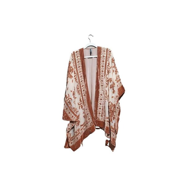 Torrid Womens One Size Multicolor Floral Velvet Burnout Ruana Open Kimono Boho - Picture 4 of 7